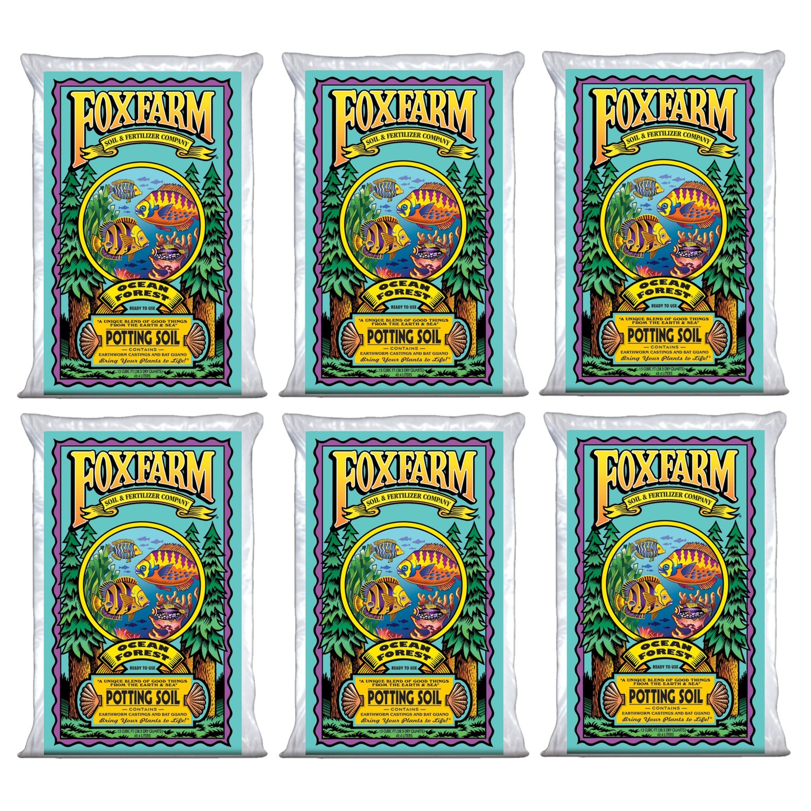 FoxFarm Ocean Forest Potting Soil, 1.5cu ft (Pack of 6)