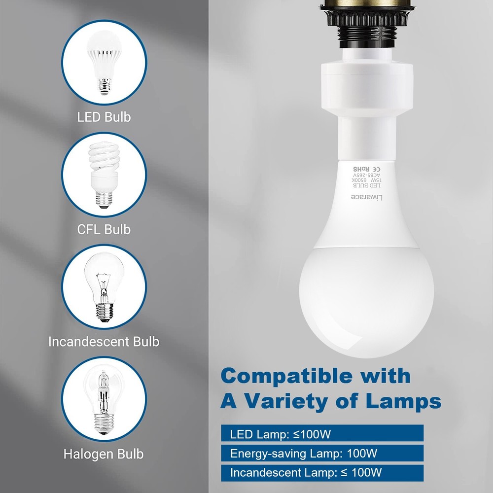 2Pack E27/E26 Radar Motion Light Holder Detector Base Lamp Switch Bulb Socket