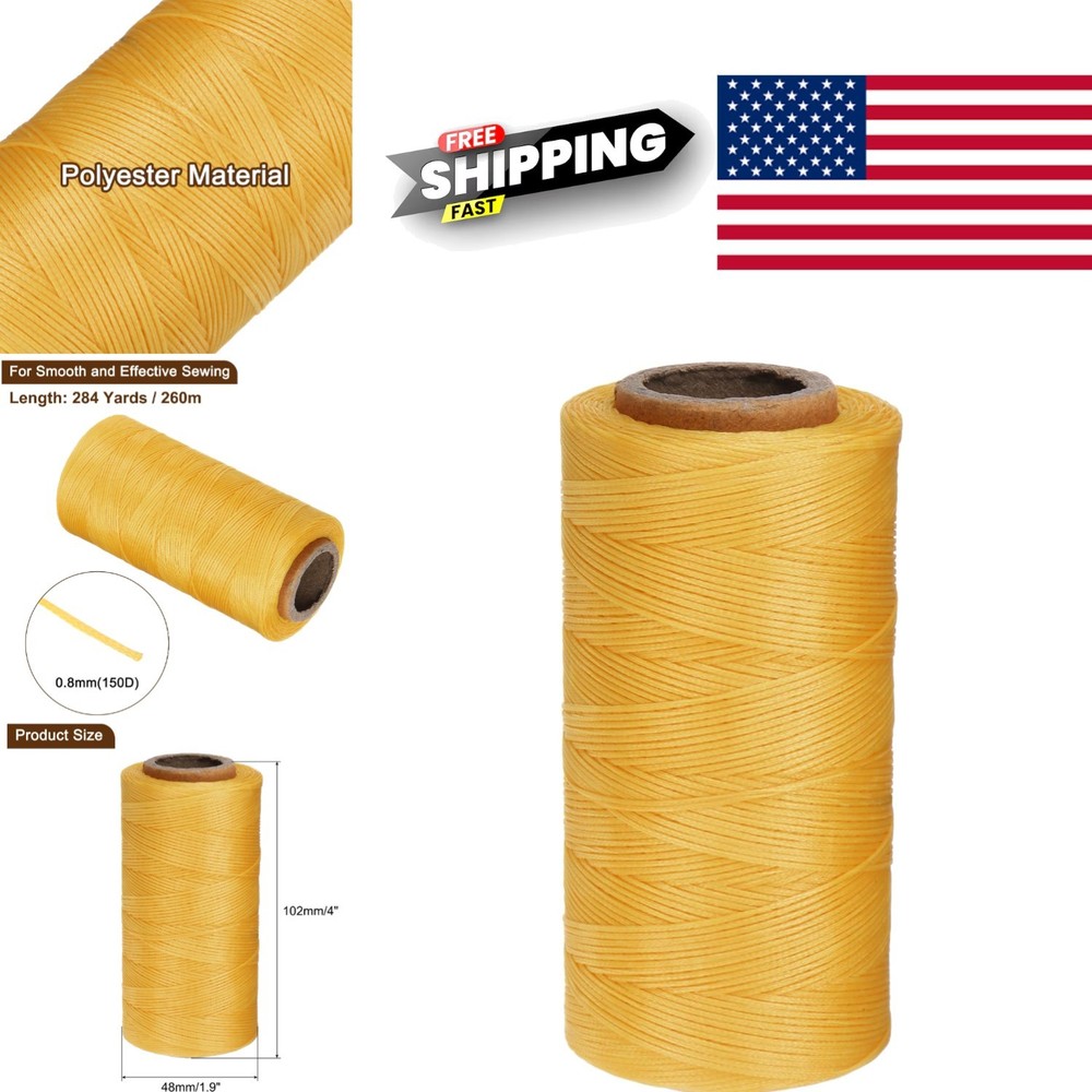 Leather Sewing Waxed Thread 284 Yards Gold 0.8mm Flat Polyester Durable Craft