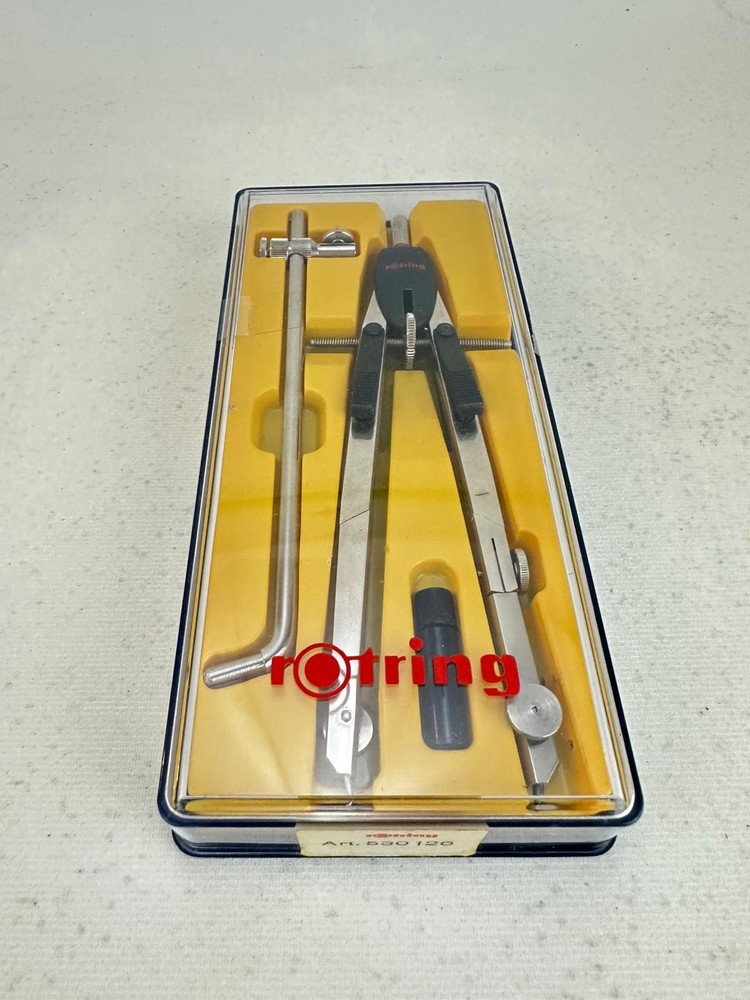 Precision Drafting Compass Set Rotring 530126 w/ Original Case Germany