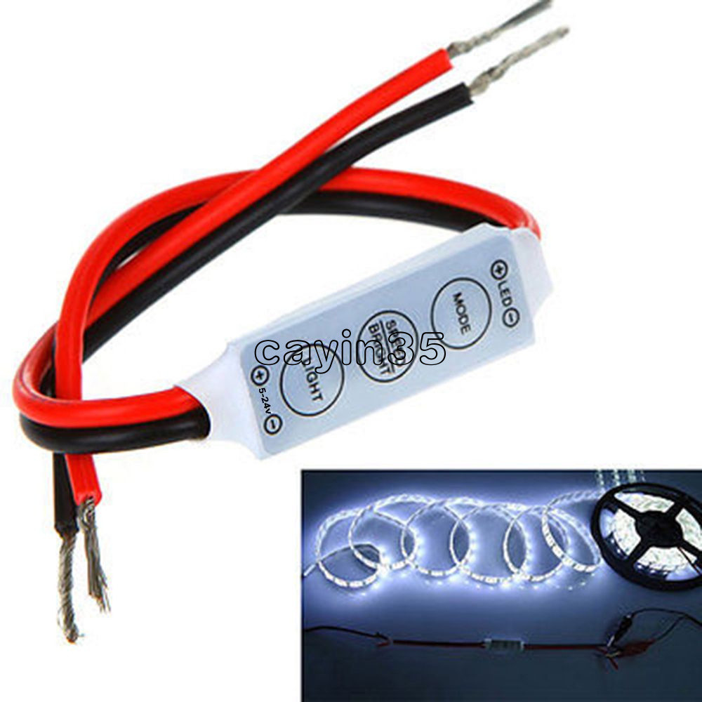 Mini 12V LED Strip Light Dimmer Controller with On Off Switch for 5050 3528 UK