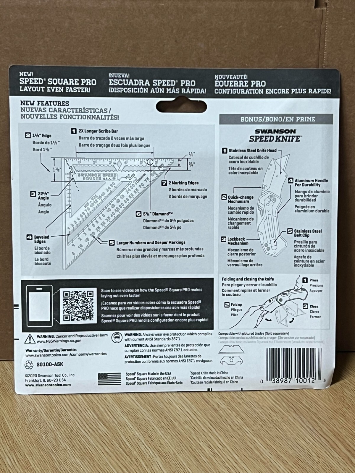 Swanson Tool Company Pro Square and Knife W/Blue Book