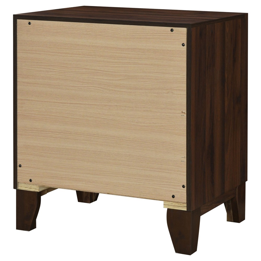 Walnut 2-Drawer Nightstand, Solid Wood Bedside Table, Modern Storage Cabinet