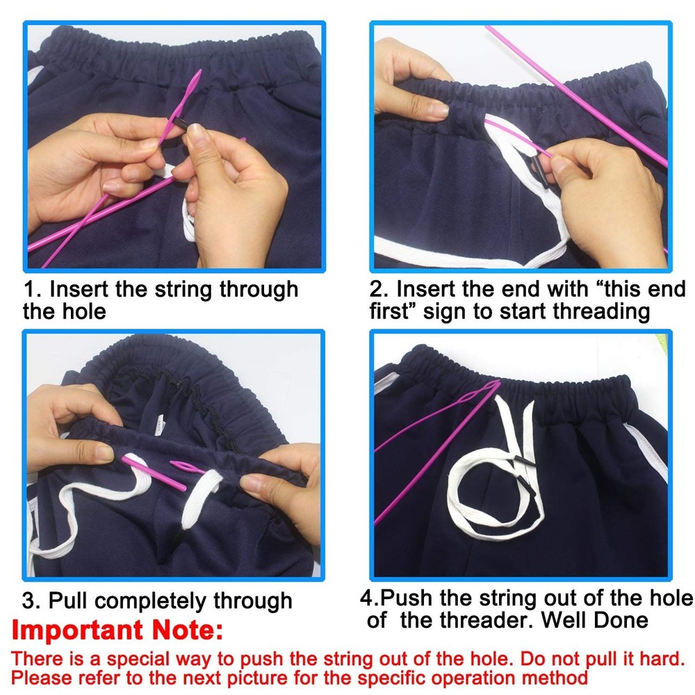 12 Pieces Replacement Drawstring Cords Flat Drawstrings with Easy Threaders f...