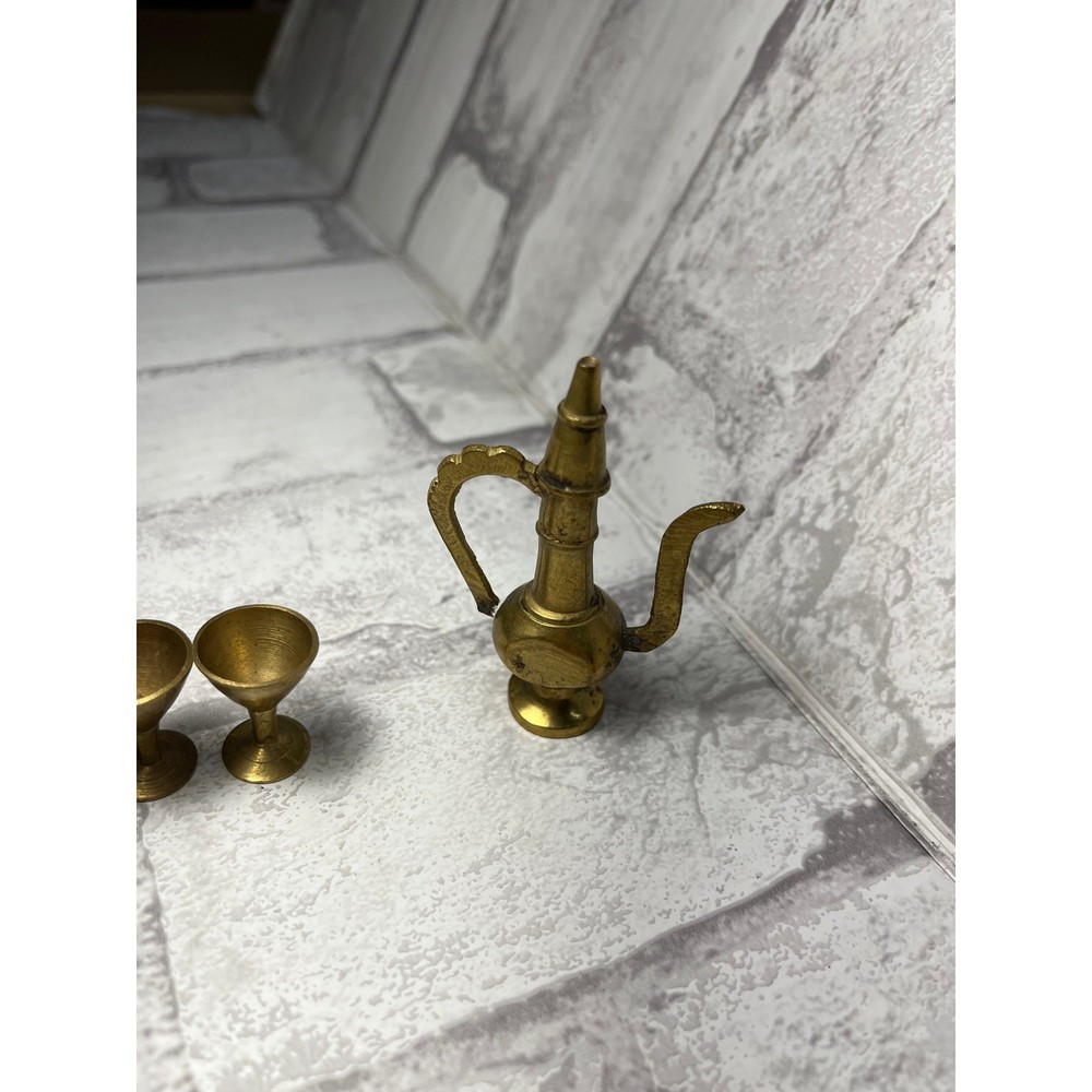 Vintage Brass Doll House Tea Set
