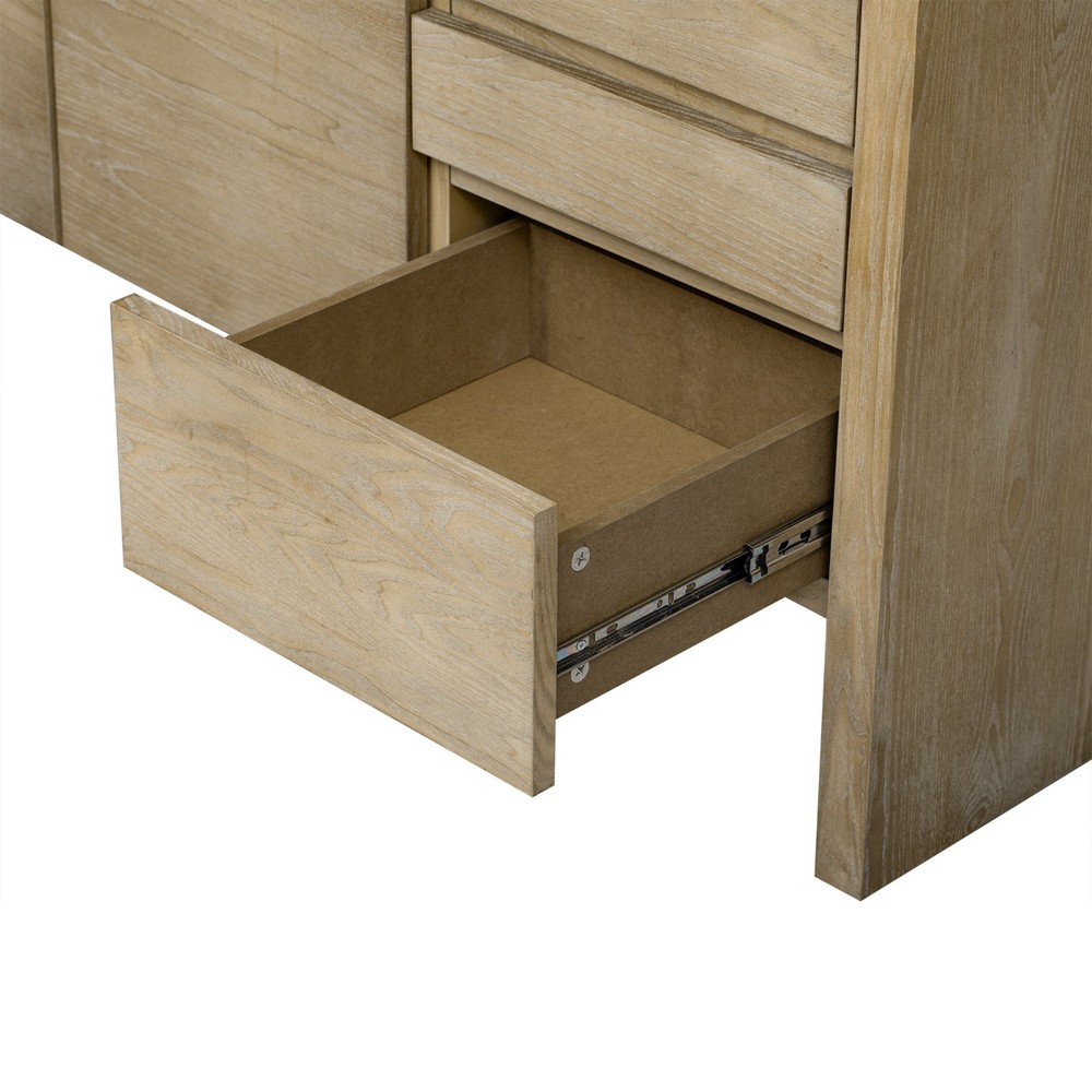 Modern Solid Wood Sideboard Storage Cabinet Console Table With 3 Doors 3 Drawers
