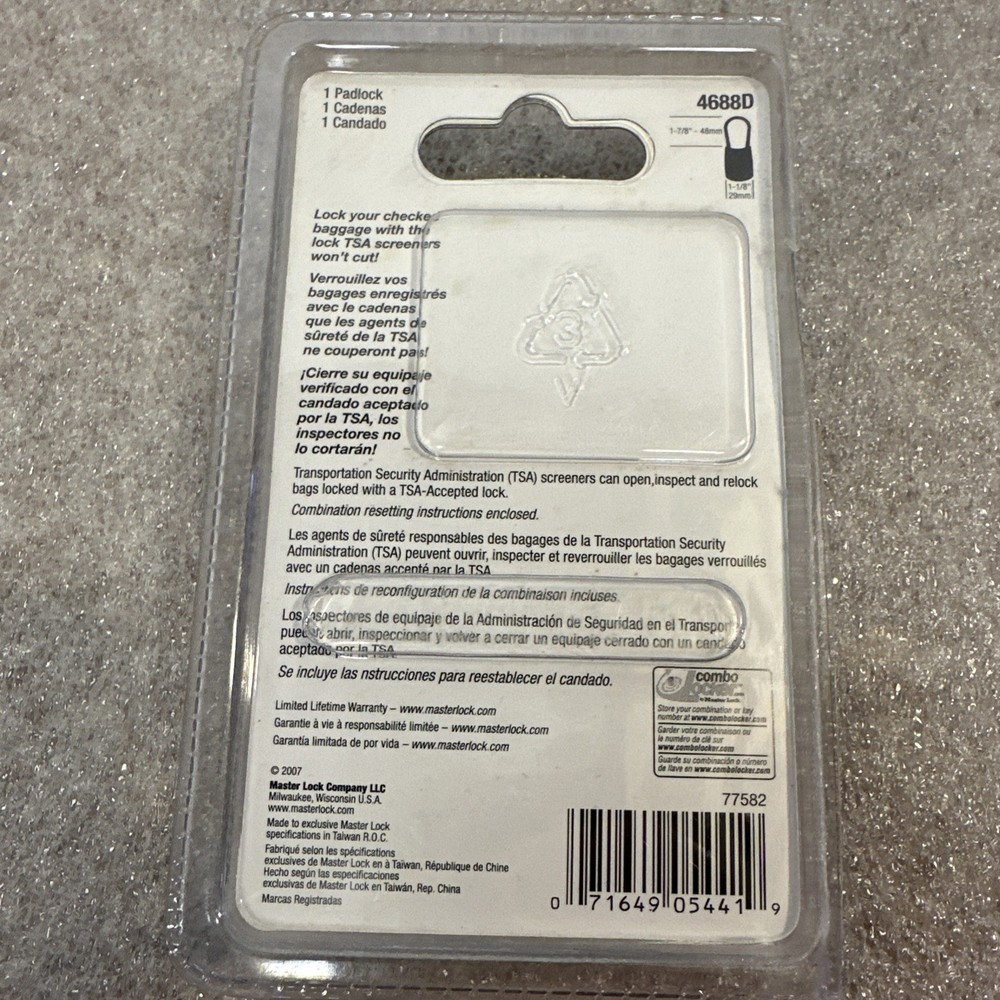 Master Lock TSA accepted luggage combo lock 4688D flex cable shackle Blue