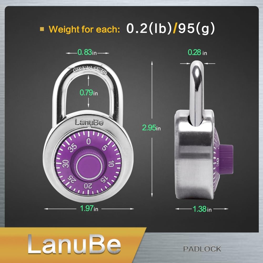 Standard Dial Combination Lock, 2 inches. Wide, with Different Combinations, ...