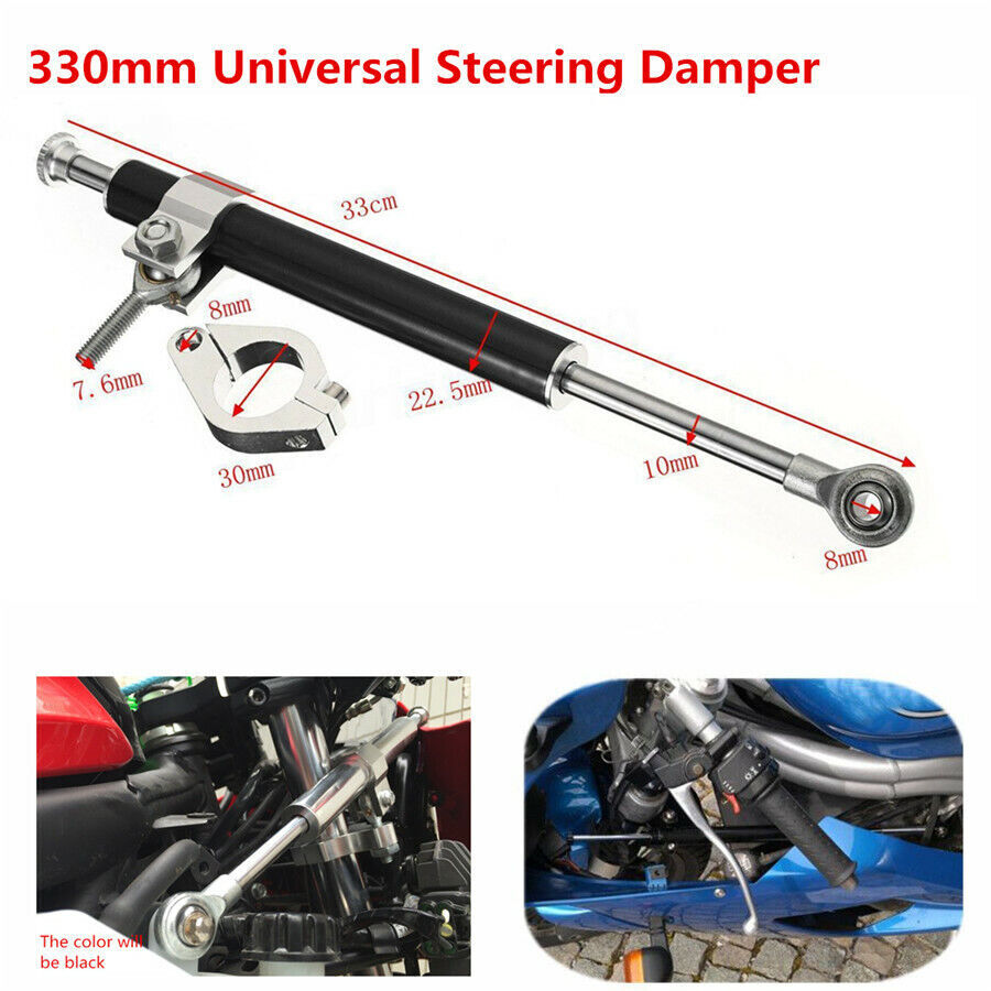 330mm Adjustable Motorcycle Universal Aluminum Steering Damper Stabilizer Linear