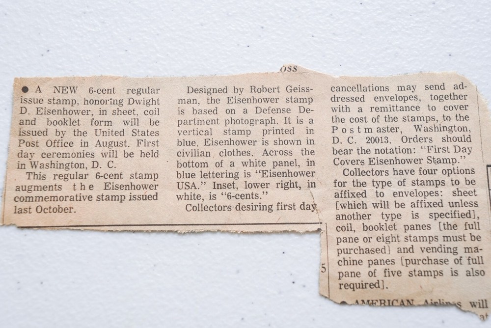 3- Dwight D. Eisenhower 1969-1971 First Day Covers FDC With Article