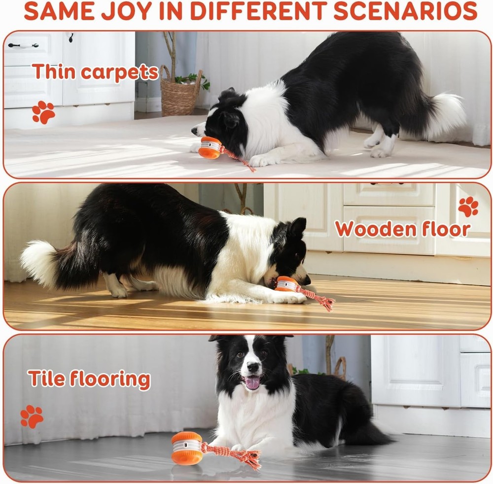 Interactive Dog Toys, Random Path Automatic Moving and Rolling Dogs with Rope...