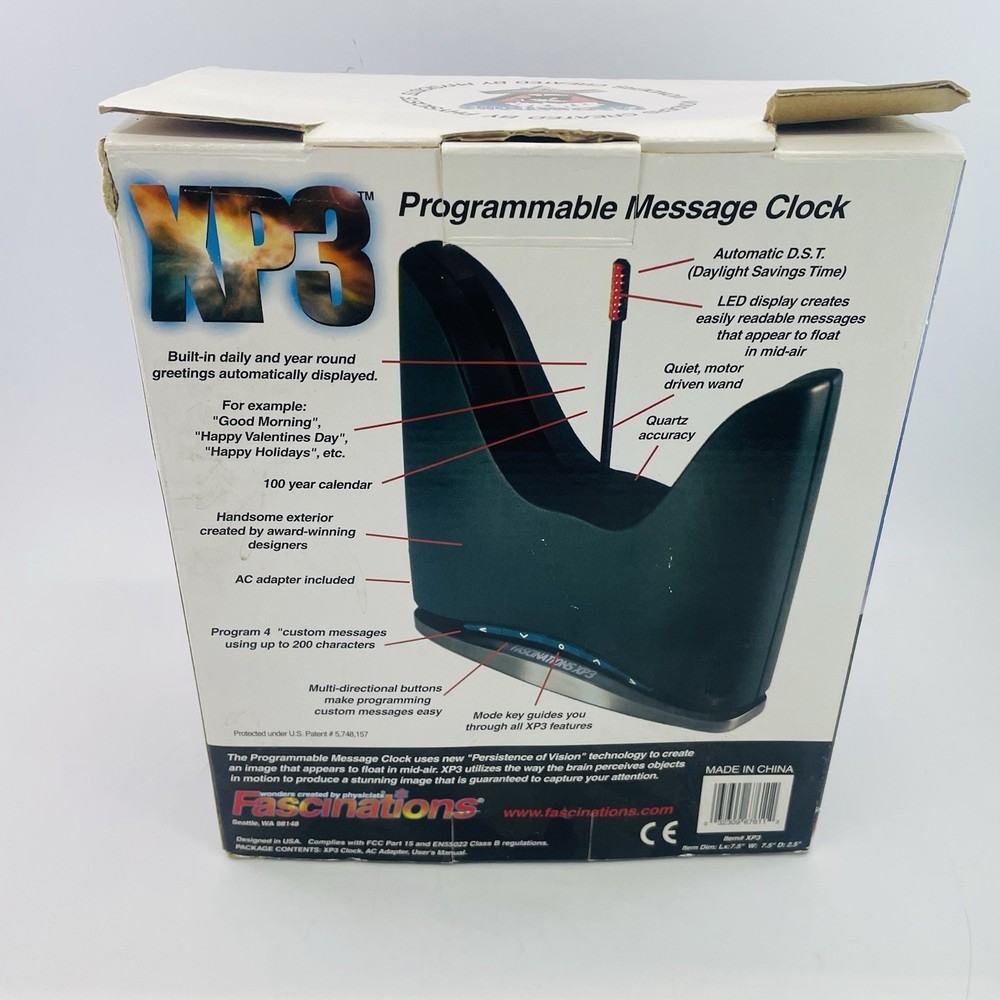 XP3 Programmable Floating Message Clock Fascinations Customizable Tested Works!