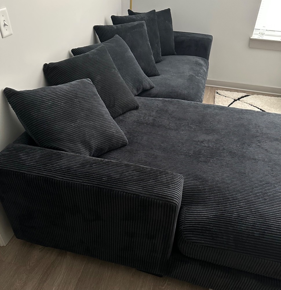 Smoke Luxe 108" Corduroy Sectional