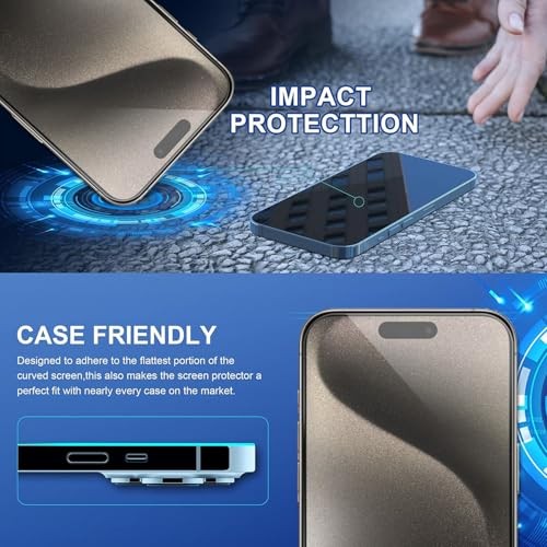 3-Pack Shatterproof Tempered Glass Screen Protector for iPhone 15 iPhone 16/15