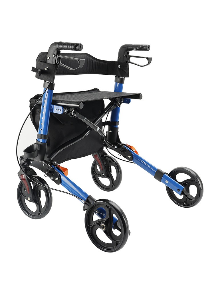 6-Level Adjustable Seat 8-Wheel Foldable Rollator Walker Mobility Aid