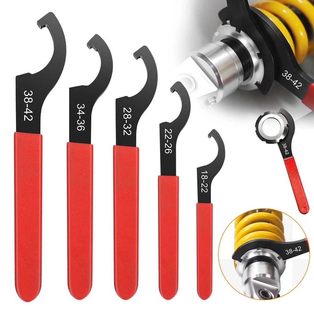 5Pcs Coilover Spanner Wrench Set C-Shape Shock Spanner Hook Wrench Tools