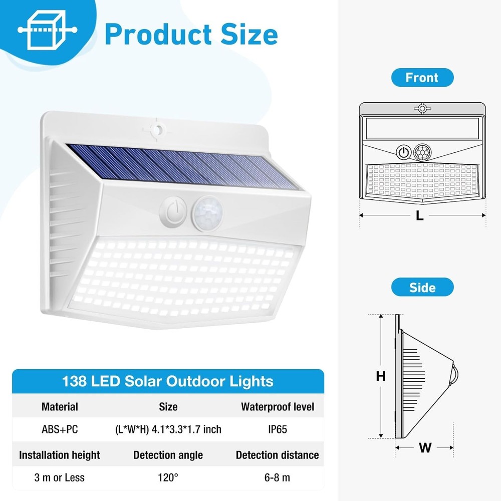 Modern Solar Powered LED Lights, 2 Pack with Motion Sensor & Weather Resistance