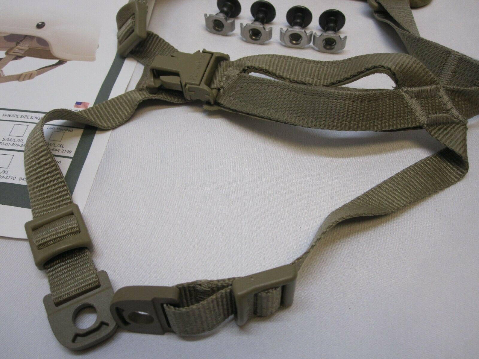 IMPROVED 4 POINT CHIN STRAP COYOTE/TAN H-NAPE ACH HELMET RETENTION SYSTEM