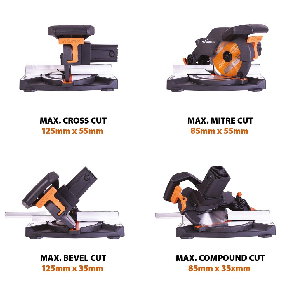 Evolution Power Tools R210CMS Compound Miter Saw, 81/4" MultiMaterial Cutting...