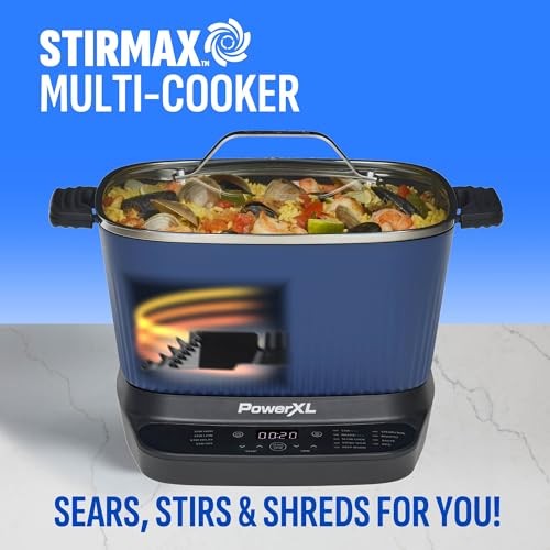 STIRMAX Midnight Blue 7.5 Quart Digital Multi-Cooker with Automatic Paddle to