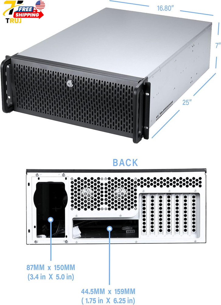 4U Server Chassis Rackmount Case | 15 3.5" HDD Bays | E-ATX Compatible | 6 Front