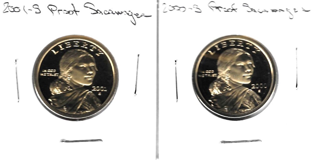 2000 2001 S Proof Sacawagea Dollar Set
