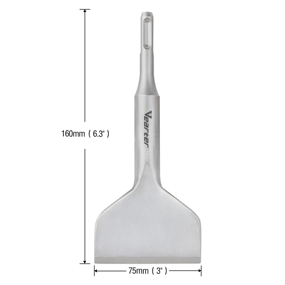 Vearter Floor Scraper 3''X6.3'' SDS Plus Curved Chisel Bit for Hammer Drill