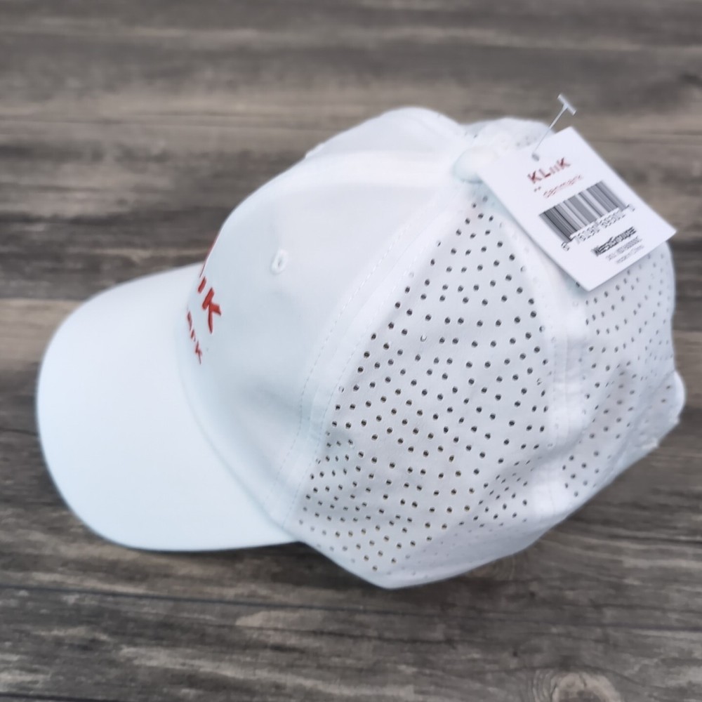 KLiiK Denmark Vented White Golf Hat Strap back Cap New With Tags