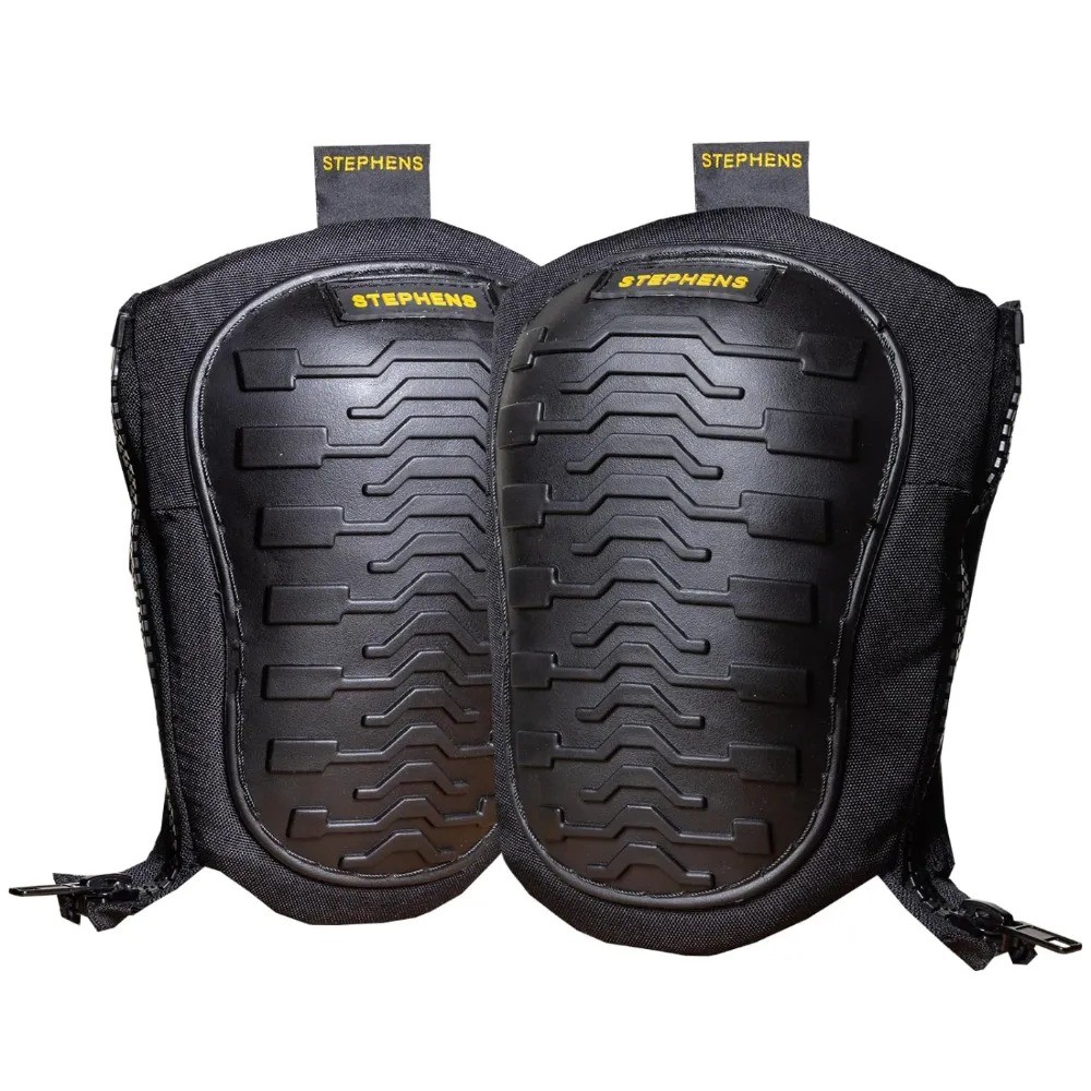 Black Strapless Kneepads for Construction - Heavy Duty Soft Cap Design for Work
