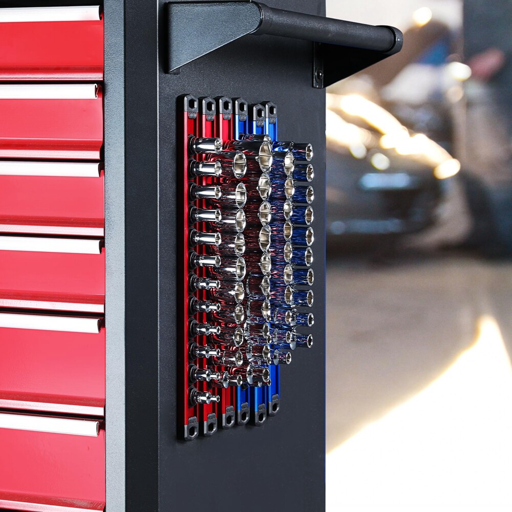 WORKPRO Magnetic Socket Organizer Sets 6-Piece Aluminum Alloy Socket Rail Holder