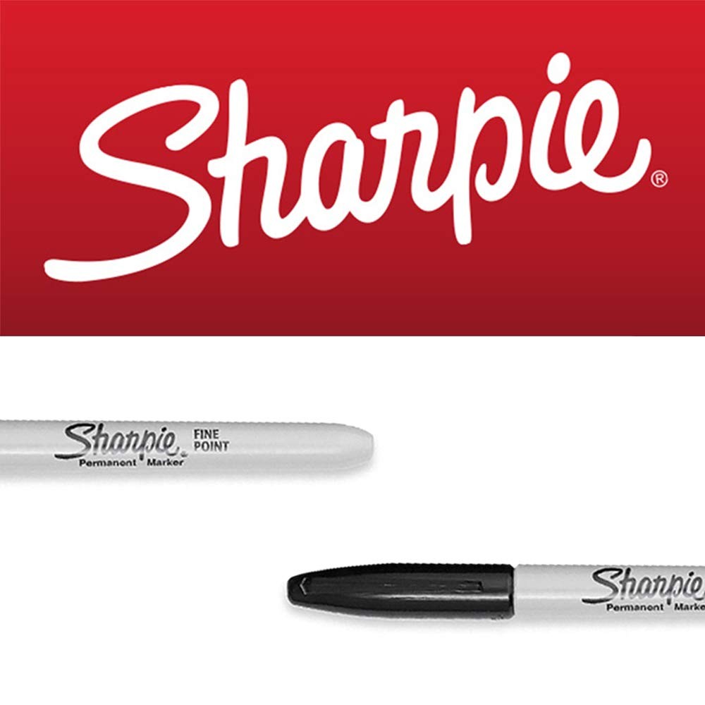 Permanent Marker Fine Point, Black with Sharpie Quick Drying/Waterproof - 36