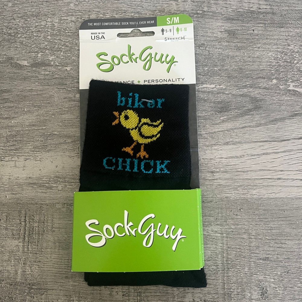 Sock Guy Classic Biker Chick Socks  3"  Black Women's Size Small/Medium