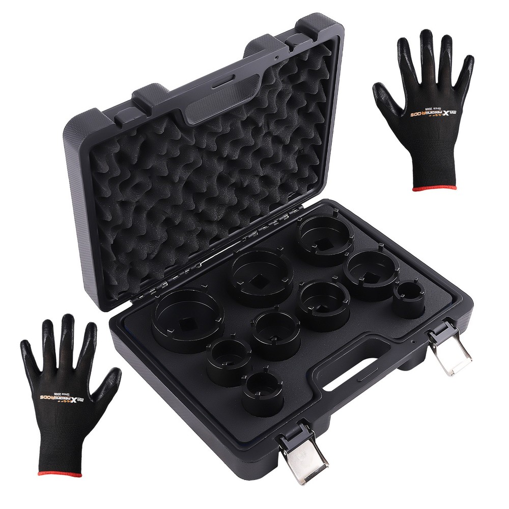 9X 1/2" 3/4" KM4-KM12 DRIVE GROOVED LOCK NUTS SOCKET SET & EXTERNAL TEETH