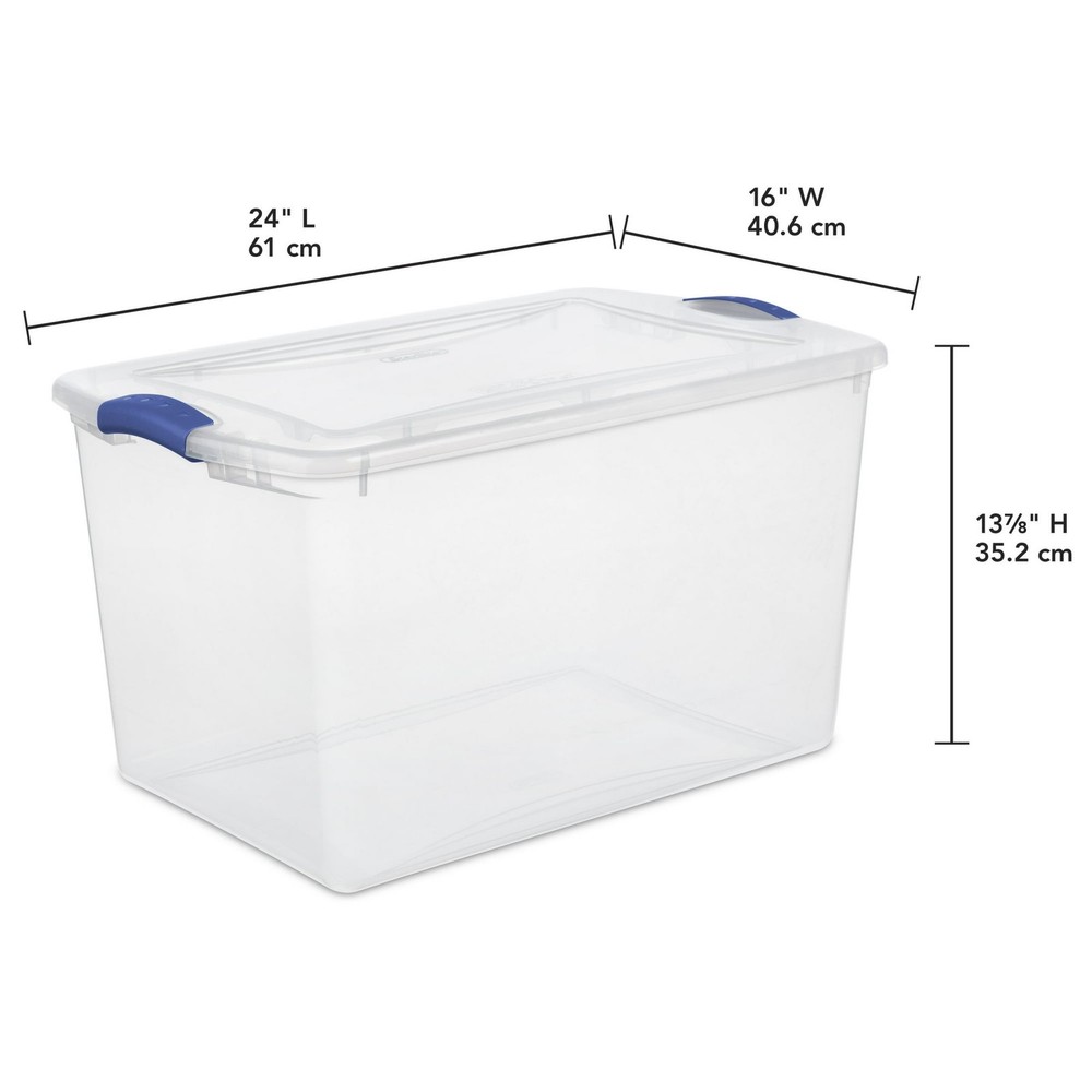 Sterilite Large Storage Bin 66 Quart Clear Plastic Storage Container 6 pack