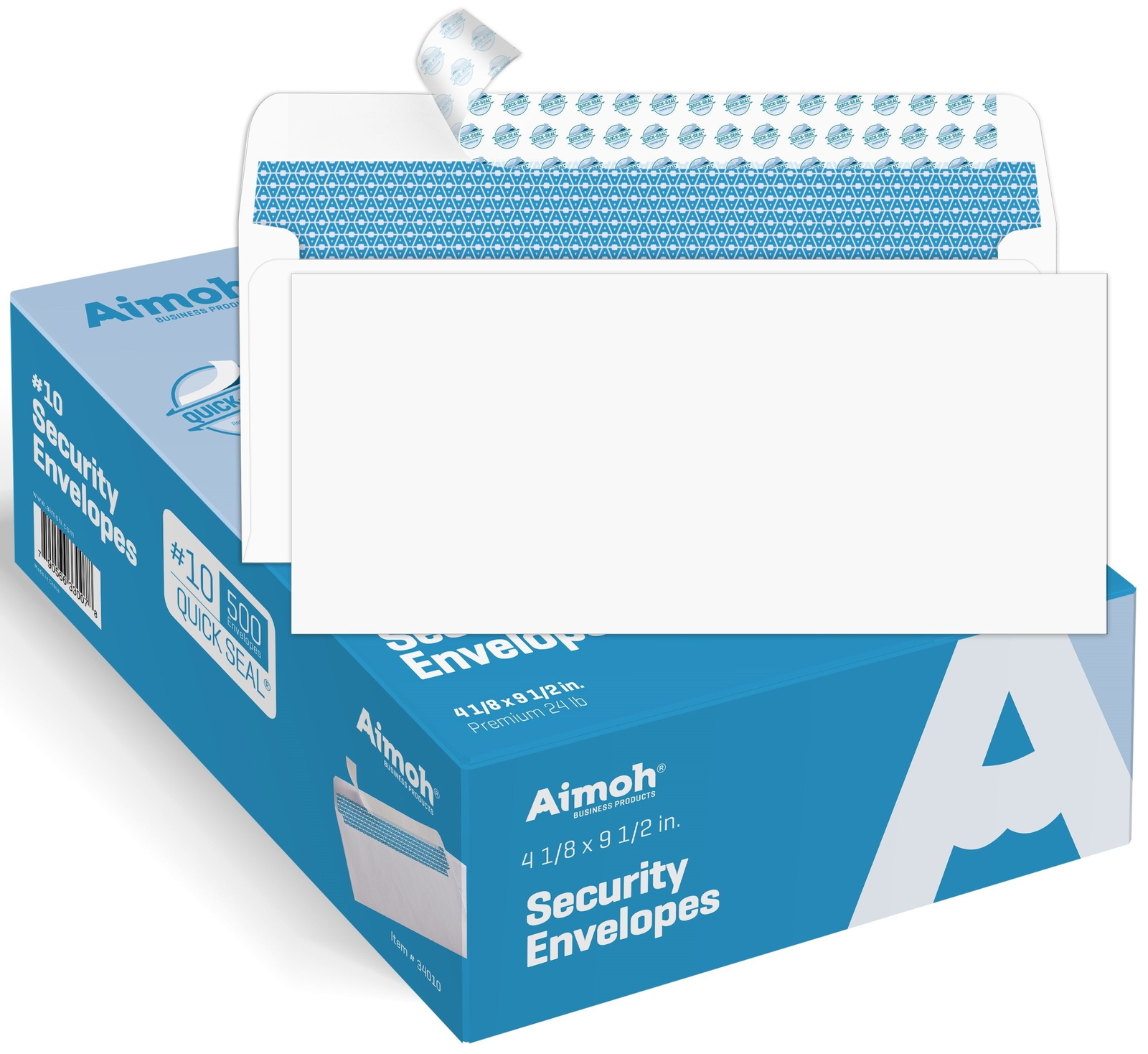 #10 Security Envelopes - Self-Seal - Windowless - White - 500 Count - (34010-E)