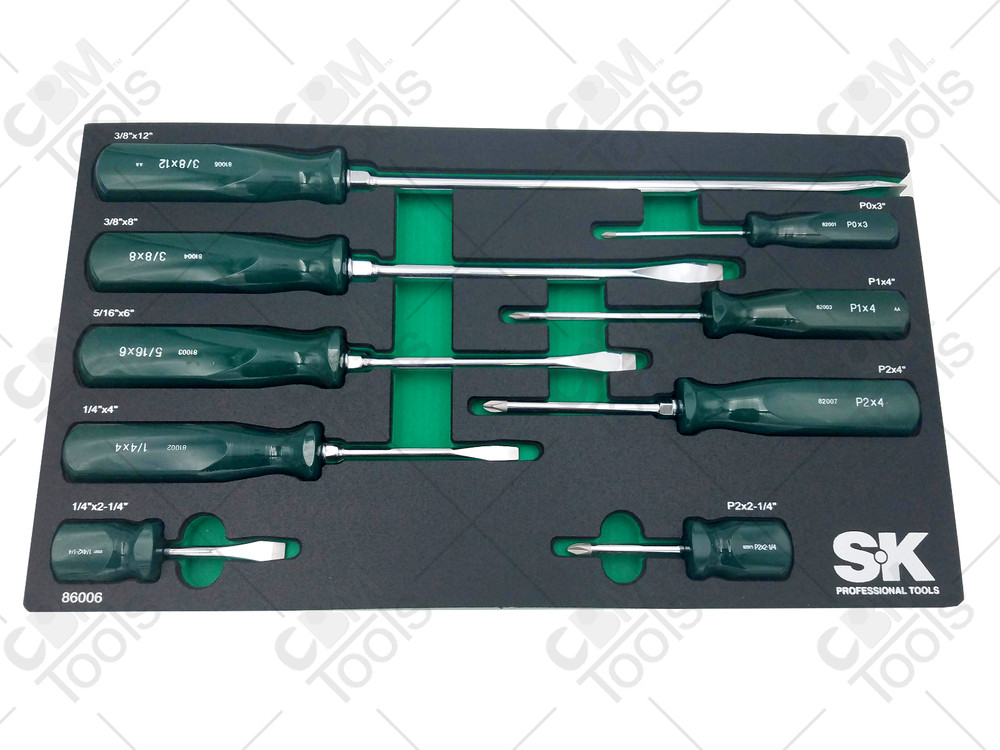 SK Hand Tools 86006 9pc Combination Screwdriver Phillips/Slotted Set