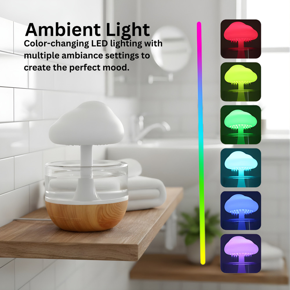 Rain Cloud Essential Oil Diffuser Humidifier 7 Color LED Light