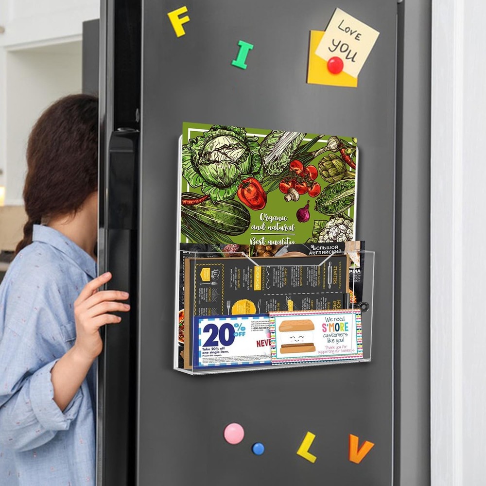 Folder Holder Letter Rack File Organizer 2Pack Magnetic Hanging Wall Mount