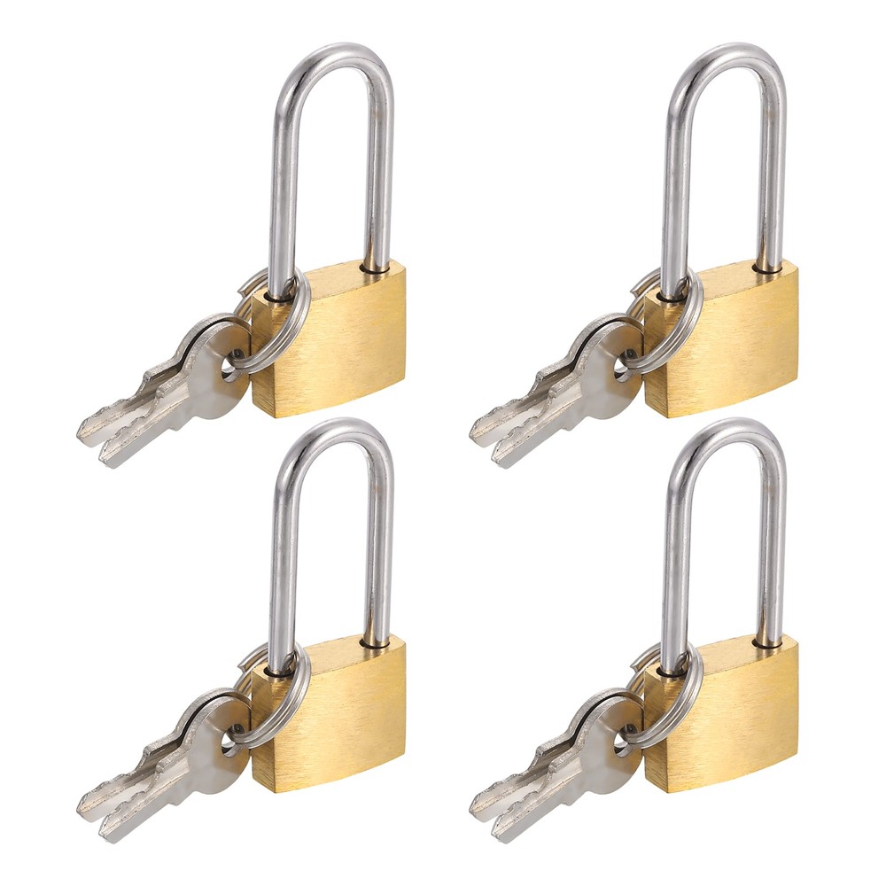 4Pcs Solid Brass Padlock with Key 11/16" Wide Body 1 Inch Long Shackle Lock