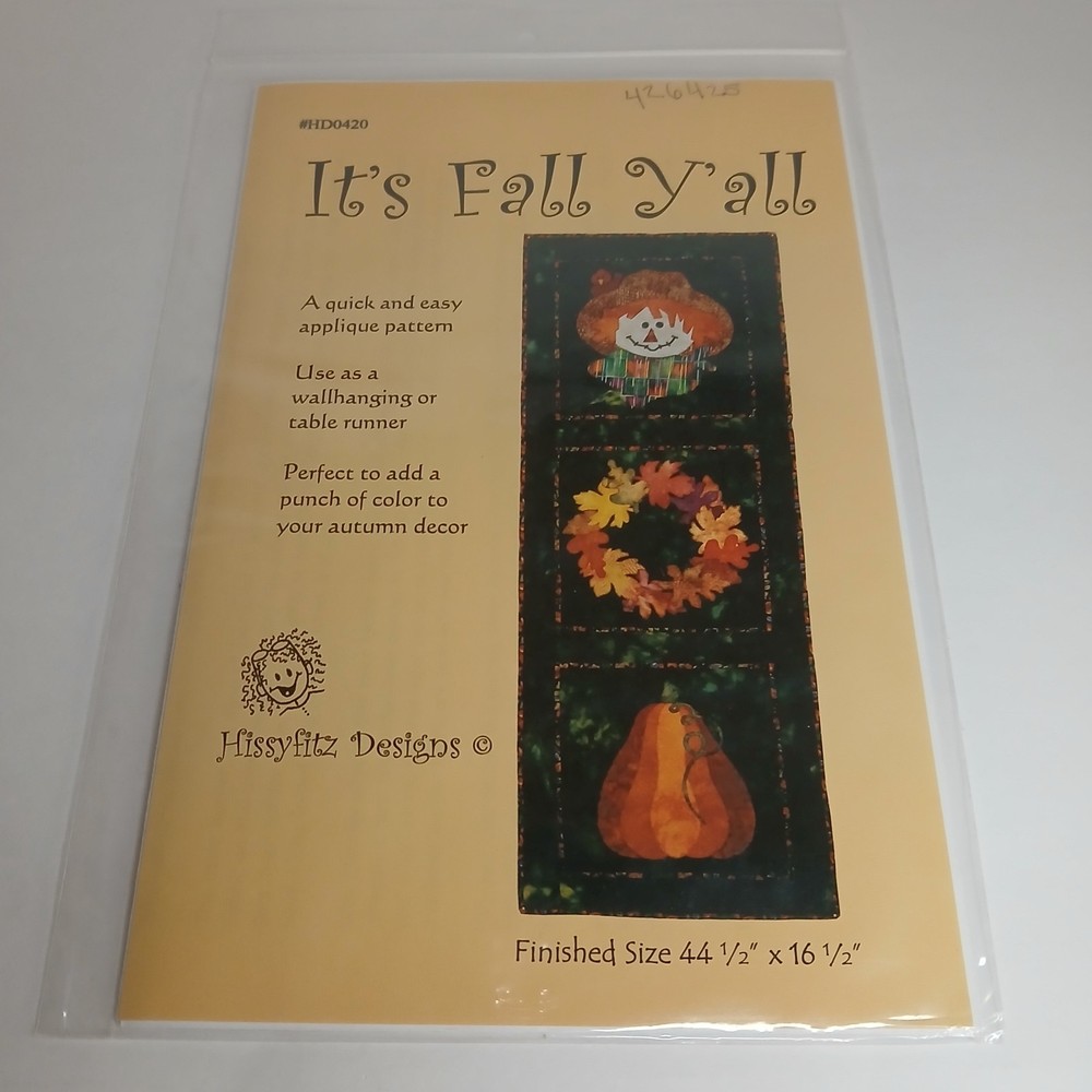It's Fall Y'All Wall Hanging Or Table Runner Hissyfitz Designs Applique Uncut