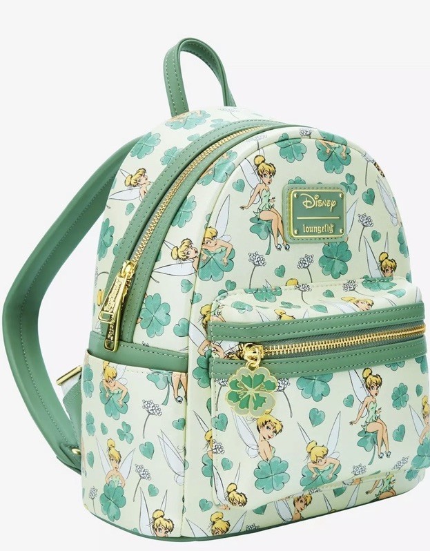 Loungefly Disney Peter Pan Tinker Bell Clover All-Over Print Mini Backpack