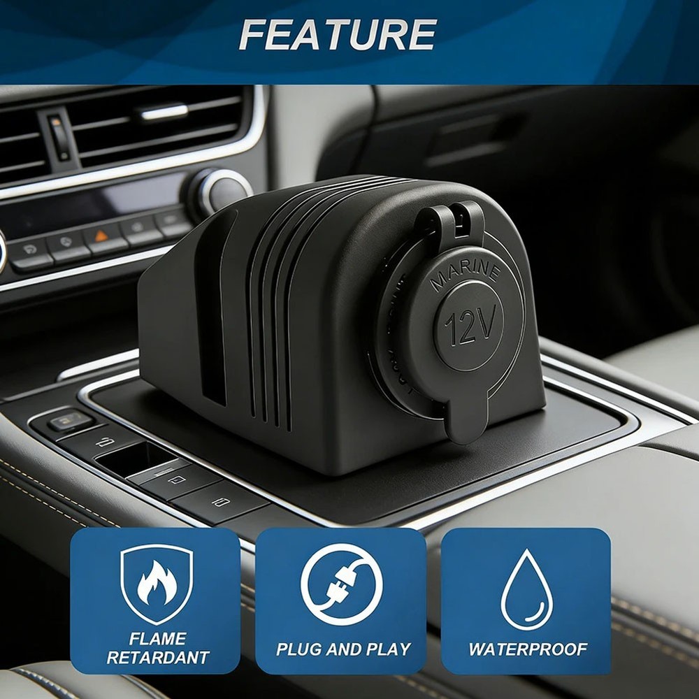 Car Boat Cigar Lighter Socket Surface Power Plug Outlet Mount Base Accessories
