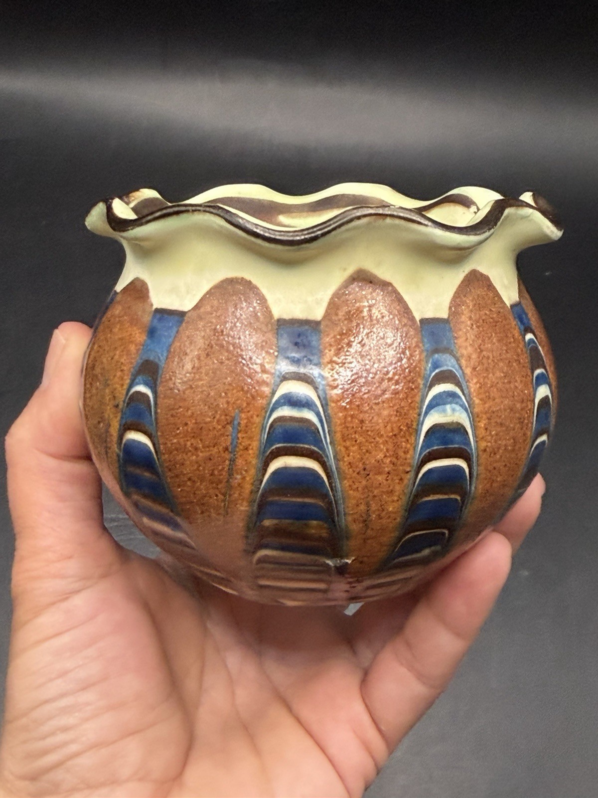 Antique VTG RARE Herman August Kähler Signed Pottery Denmark Art Nouveau Vase