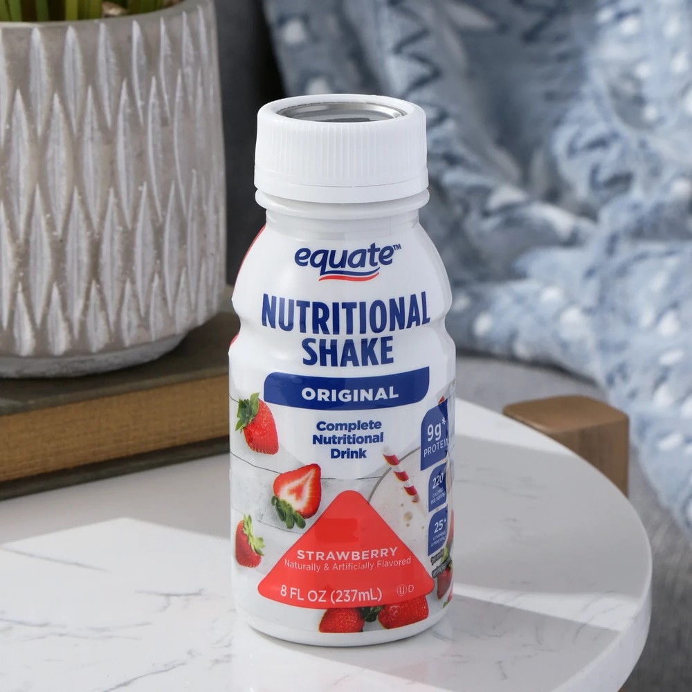 Equate Strawberry Nutritional Shake, 8 FL OZ, 6 Count
