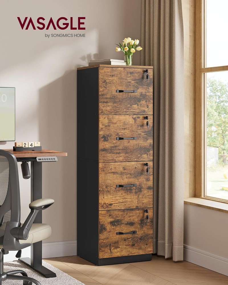 4 Drawer Vertical File Cabinet Rustic