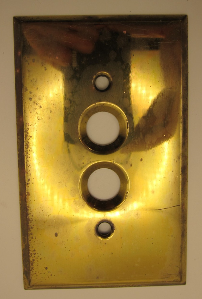 Solid Brass Push Button Switch Plate by Perkins Electric Switch MFG Co