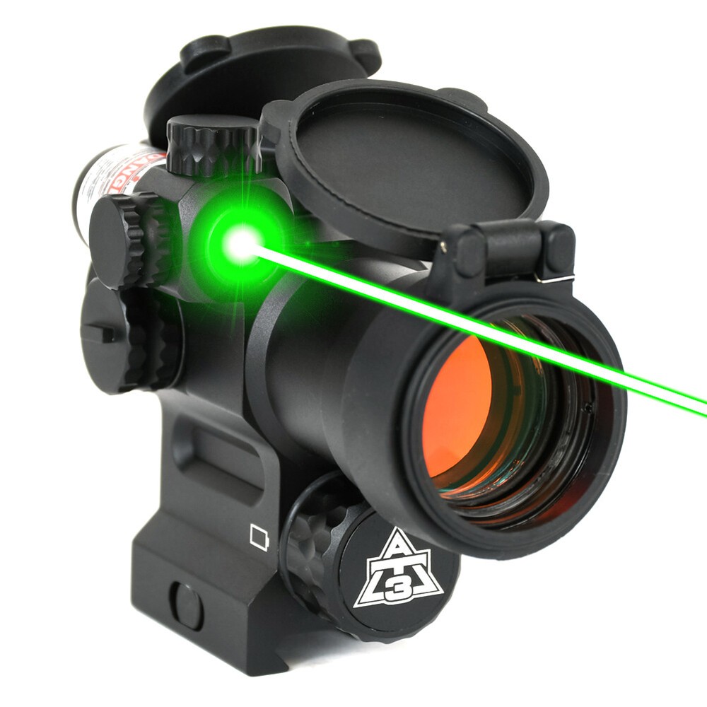 AT3 LEOS Red Dot Sight with Integrated Green Laser Sight & Riser