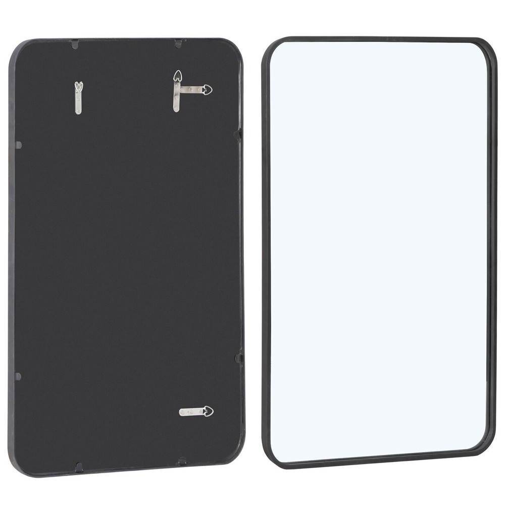 2PCS Rectangular Wall Mirror Bathroom Mirror Black Metal Framed 24" x 36"