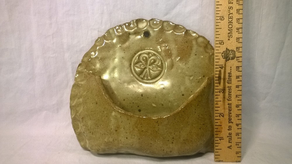 Ceramic Clay Handmade WALL POCKET signed & dated ANGLE 74 Studio Art Project