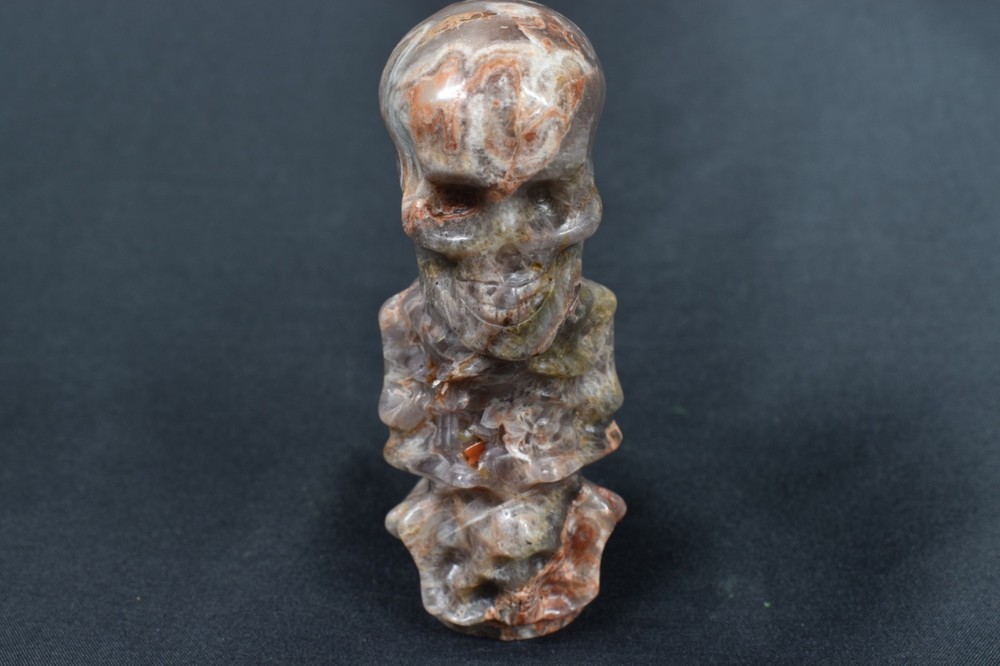 Mixed Agate Jasper Skeleton Carving, 367g / 4” Tall